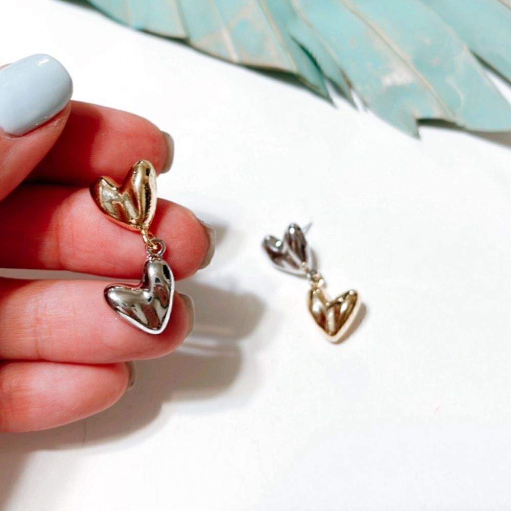 Heart  drop  earrings  S159 - Picture 4 of 4